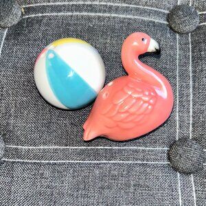 Pink Flamingo and Beach Ball Salt and Pepper Shaker